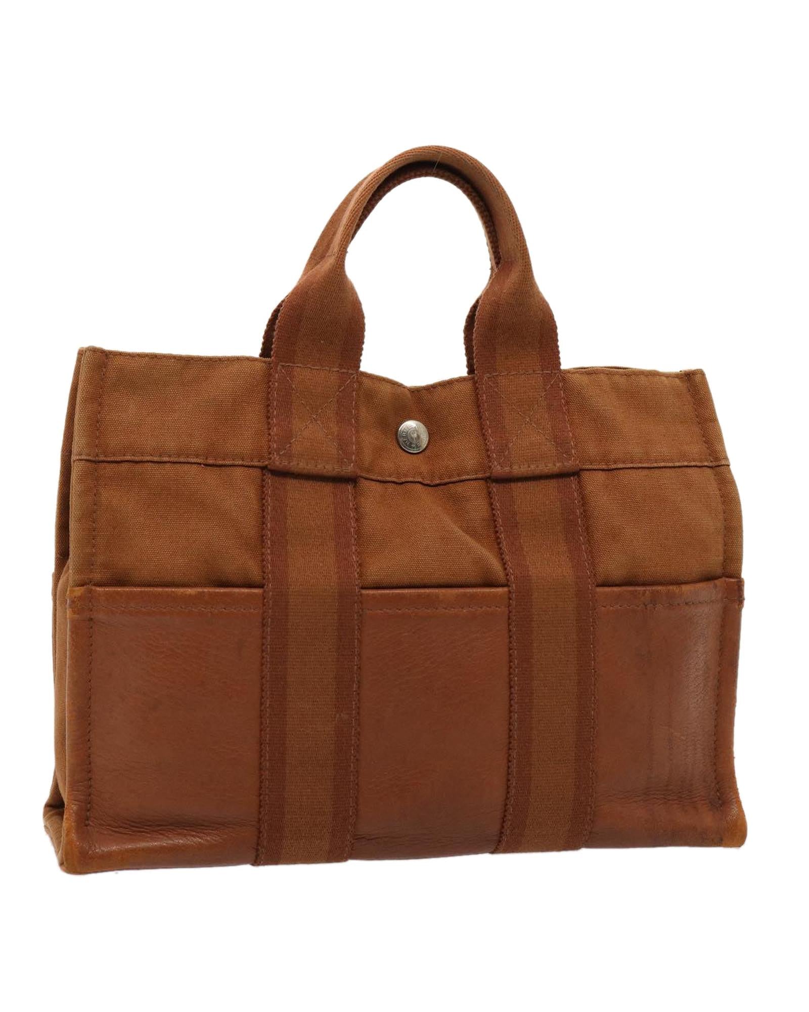 image of Canvas Brown Hand Bag with Multiple Uses