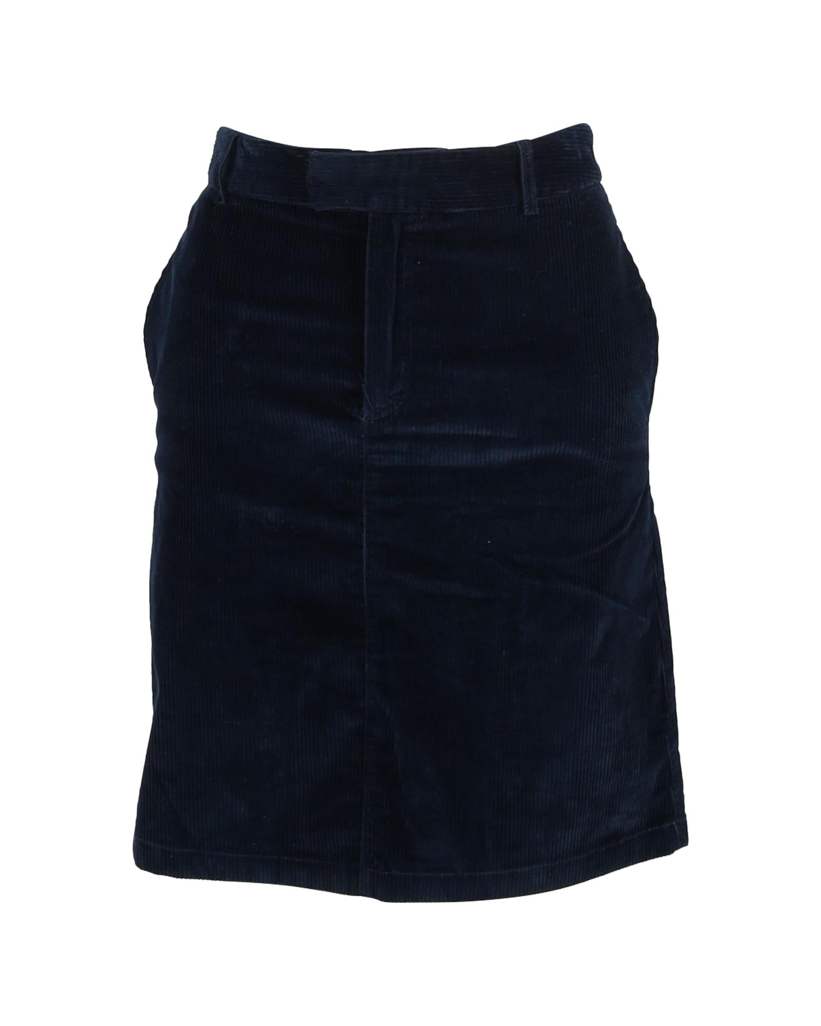 image of Mini A-Line Skirt in Navy Blue Corduroy