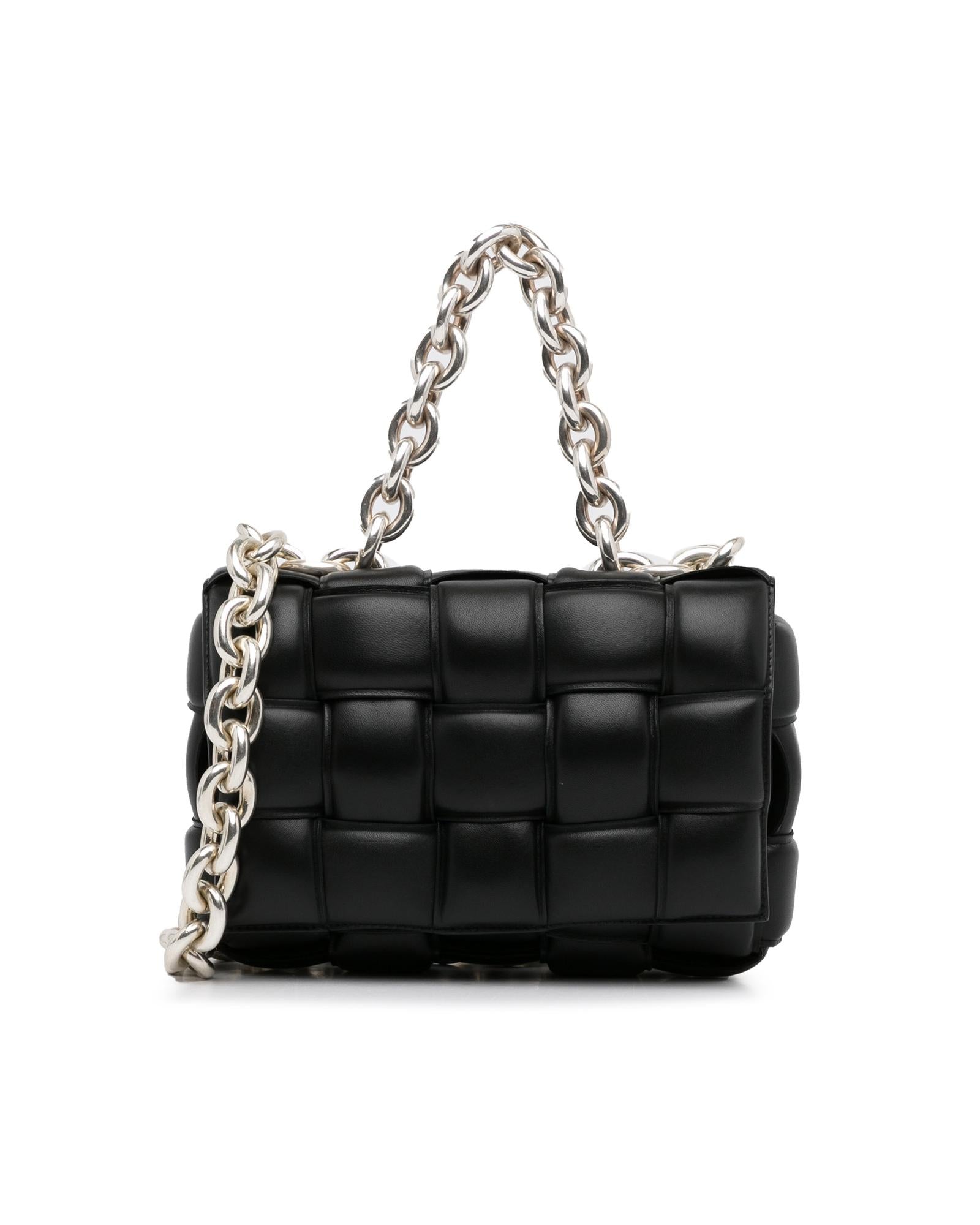 Image of Intrecciato Woven Calfskin Padded Chain Satchel