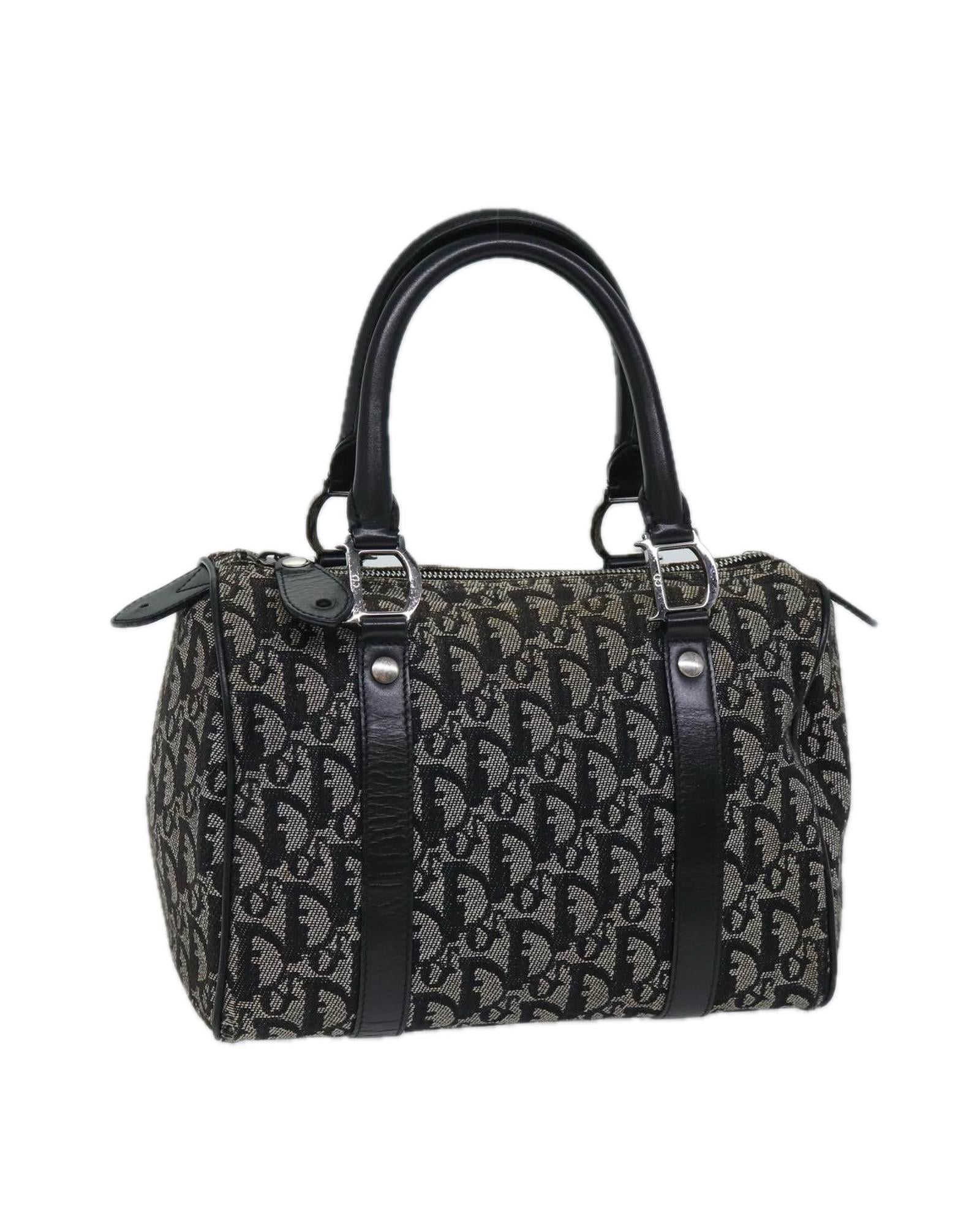 image of Canvas Hand Bag with Padlock and Key in Black by Christian Dior