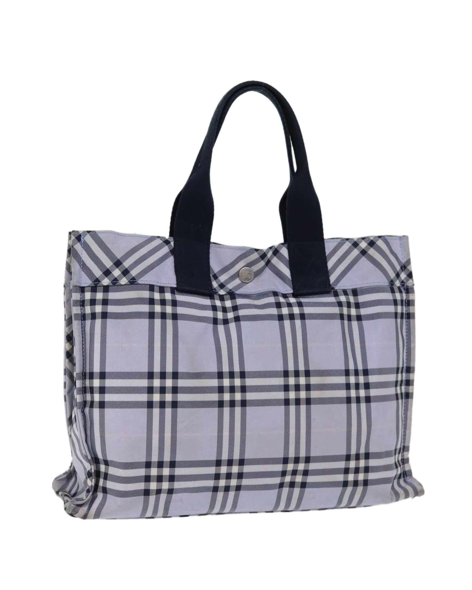 image of Blue Nylon Hand Bag with Burberry Nova Check Pattern