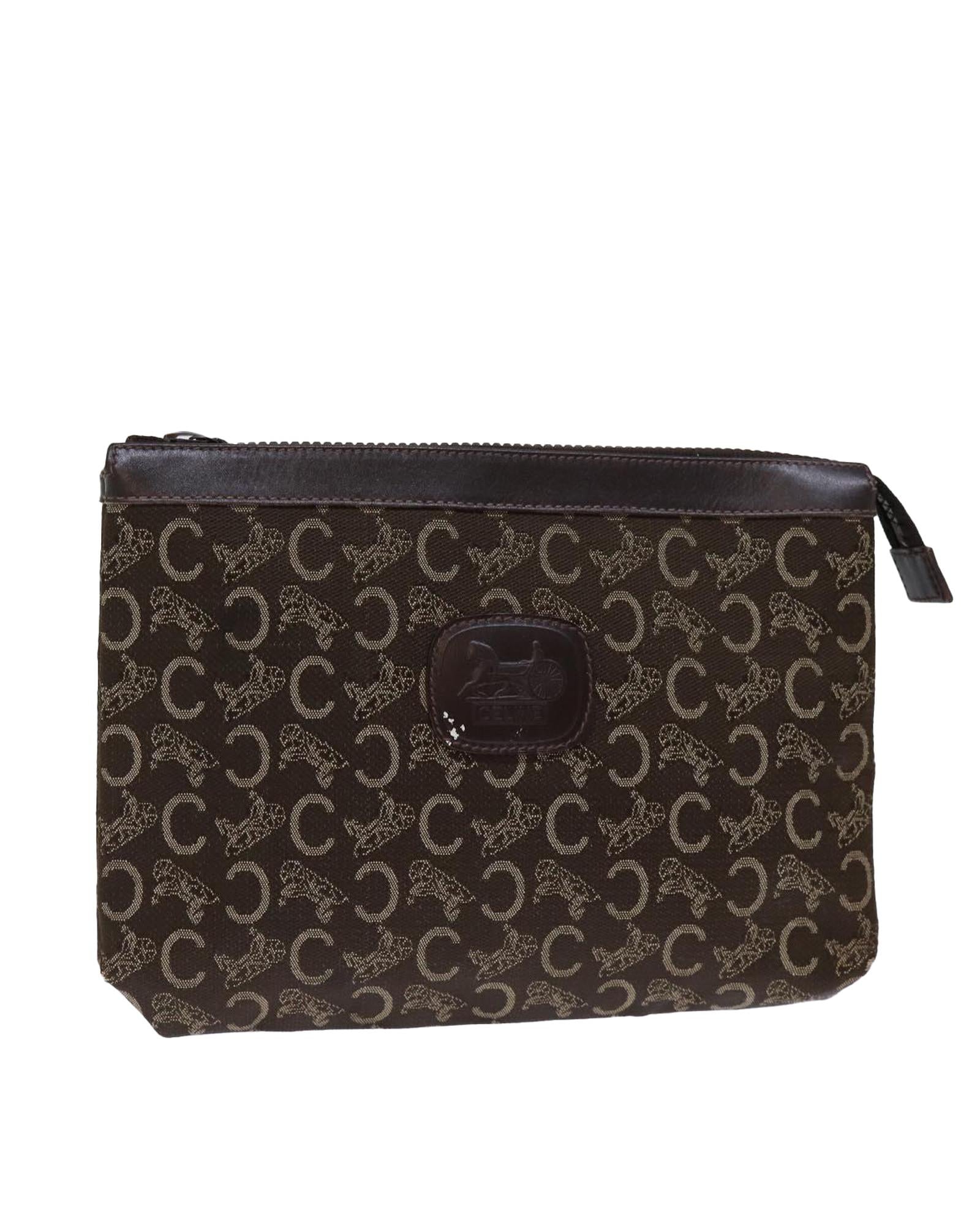 Image of Brown Macadam Canvas Clutch Bag with Accessory