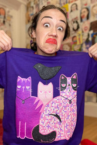 purple cat sweater