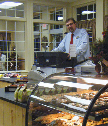 Stoltzfus Meats owner, Myron Stoltzfus, at the grand opening of Stoltzfus Meats in Intercourse, PA