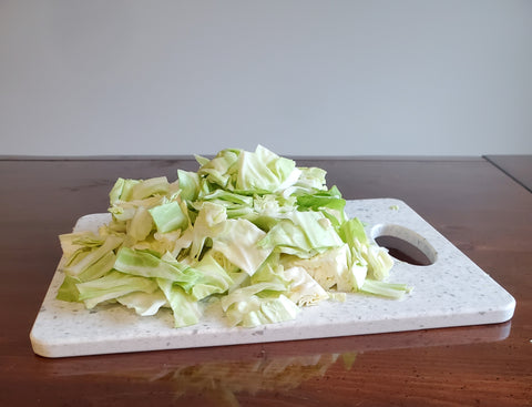 sliced cabbage for Cabbage, Sausage, and Potato Soup