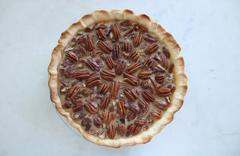 brown butter bacon pecan pie before going into the oven