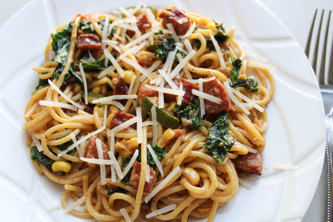 Smoked kielbasa veggie pasta