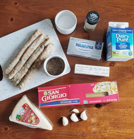 Fettuccine Alfredo with Spinach & Feta Chicken Grillers ingredients