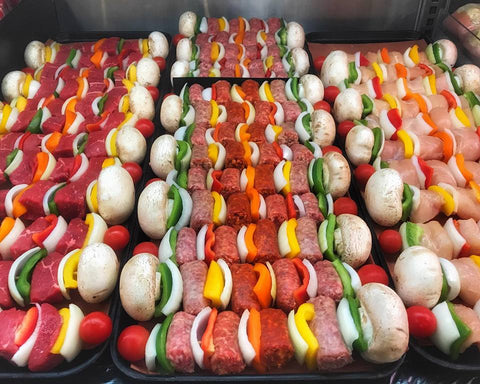 various kabobs ready to eat