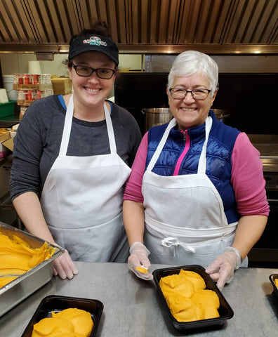 wonderful mother-daughter duo, Kathy & Ruthie, preparing sweet potato casserole