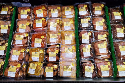 various marinated meats in the Stoltzfus Meats retail store