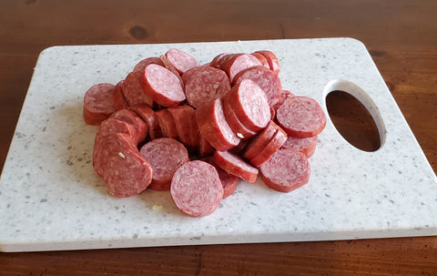 sliced sausage for Cabbage, Sausage, and Potato Soup