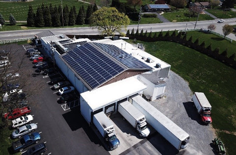 solar panels on roof of Stoltzfus Meats production facility