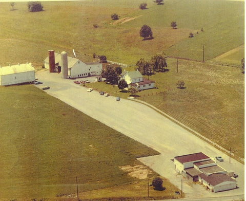 Aerial view of the Stoltzfus Homestead and production facility