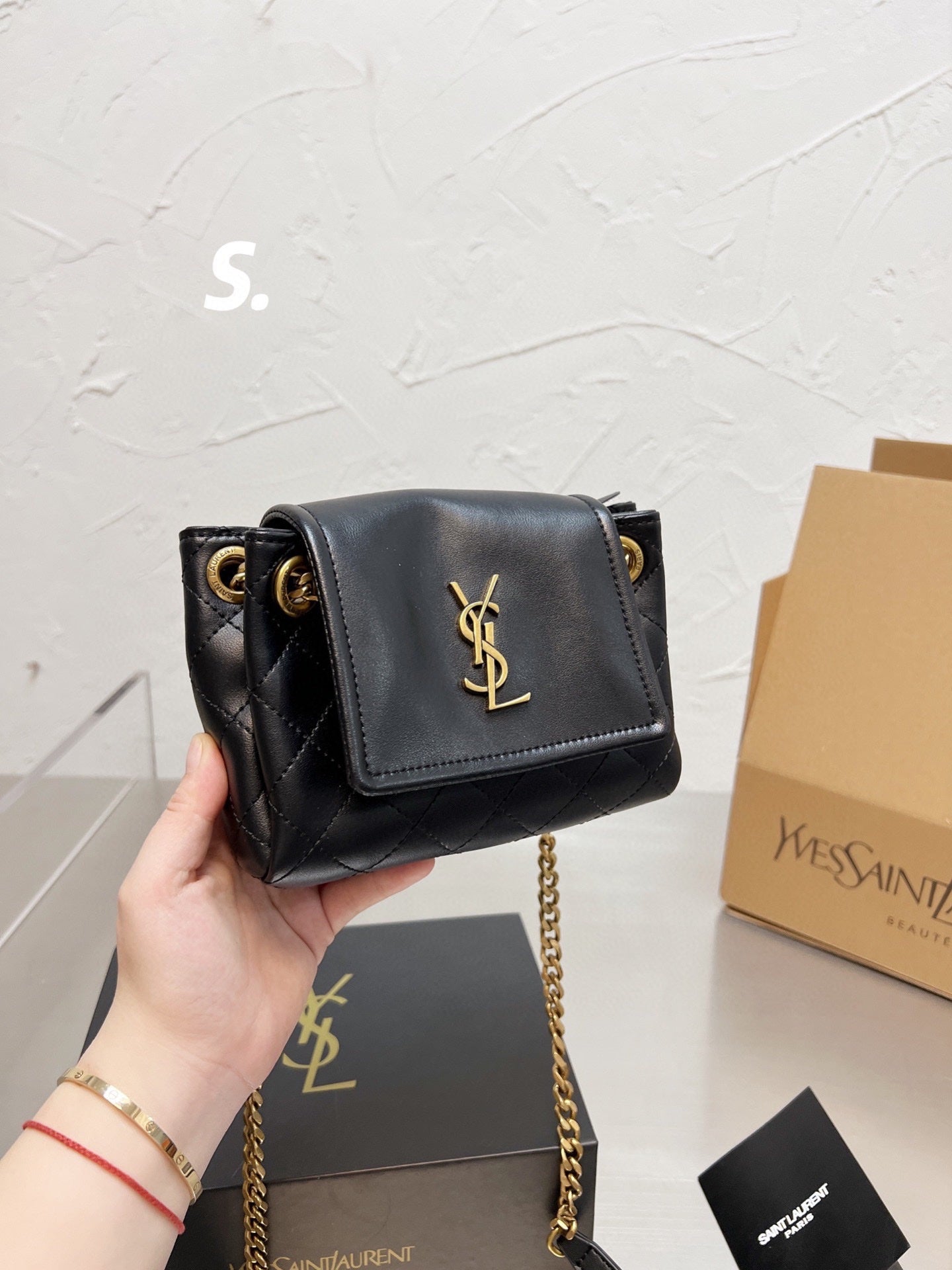 YSL Yves Saint laurent Fashion Tote Leather Handbag Crossbody Ba