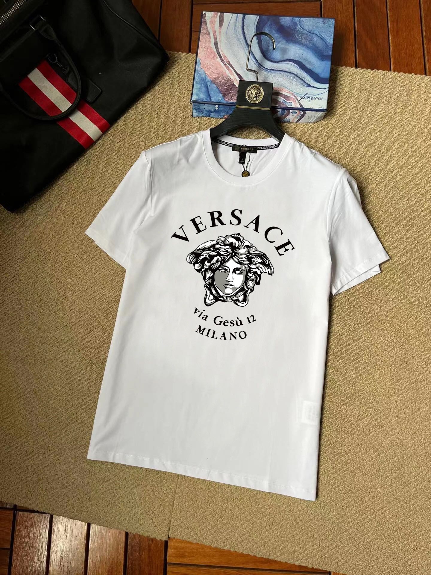 Versace Fashion Casual Simple Men Short Sleeve T-Shirt Top Polo 