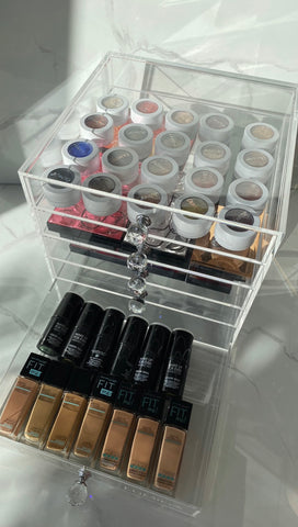 Clear makeup organizers