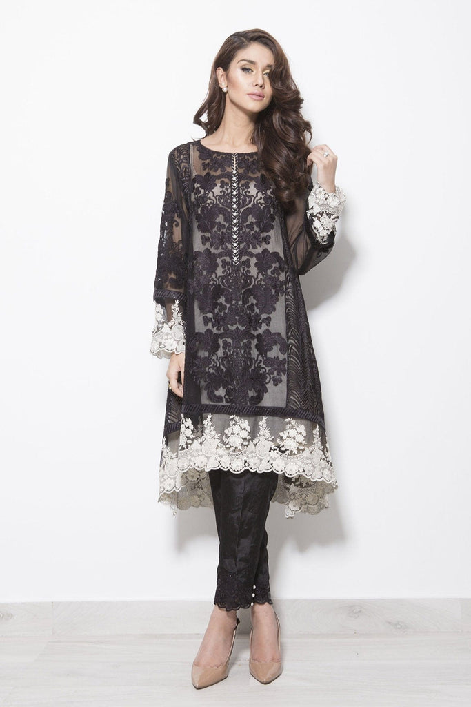 Baroque Luxury Chiffon Embroidered Collection - Black Wave - YourLibaas
 - 1