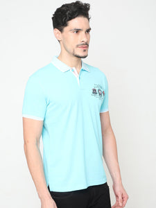 Men's Cotton Polo Neck T-shirt-TP2486Light blue