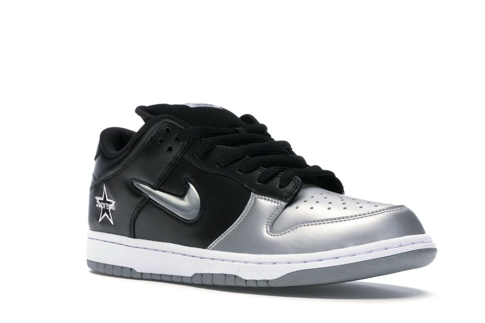 supreme x nike sb dunk low metallic silver