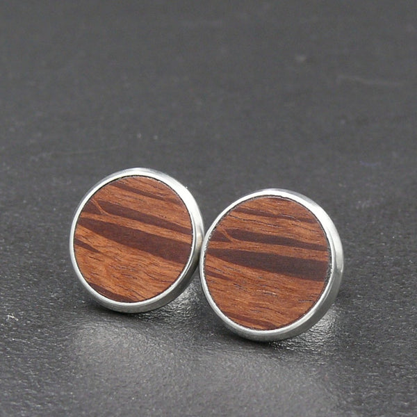 wooden stud earrings men