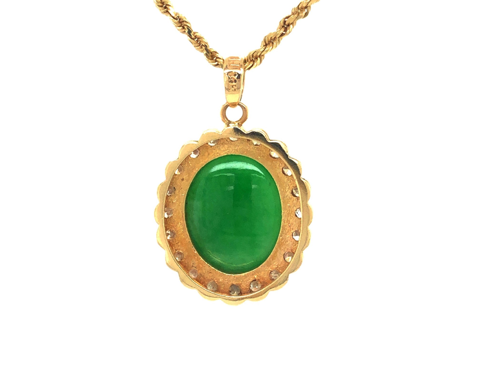 Vintage Oval Green Translucent Jadeite Jade Diamond Pendant – SOLITAIRE ...