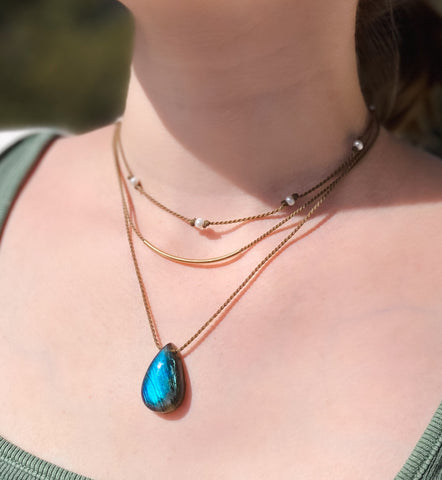 Tula Blue Labradorite Necklace is a best stone jewelry favorite.