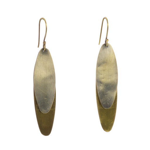 Halley Earrings - Oval, Brass & Silver - Brass & Silver