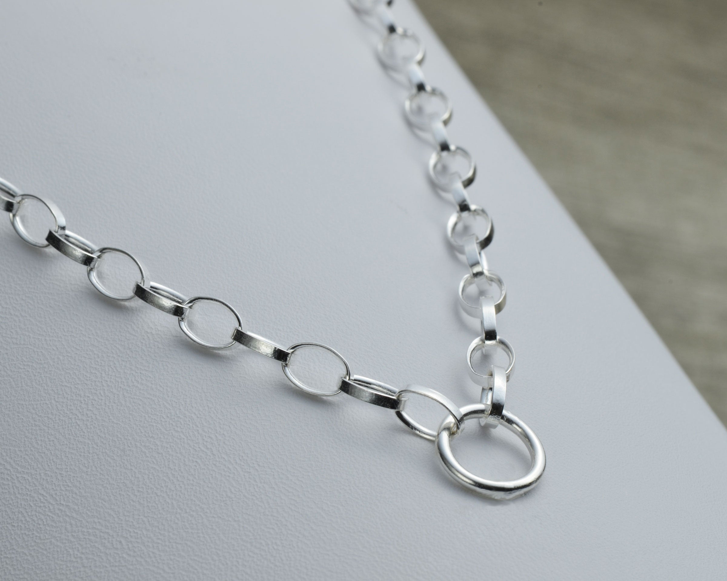 Real Solid 925 Sterling Silver Romy Rolo Oval Link Chain Necklace Made in  Italy – Tacos Y Mas