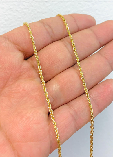 14K Yellow Gold-Filled Rope Chain Necklace for Men's 24 /Everyday Men's Necklace / Cadena Soga Para Hombre Oro Laminado /Twisted Rope Chain
