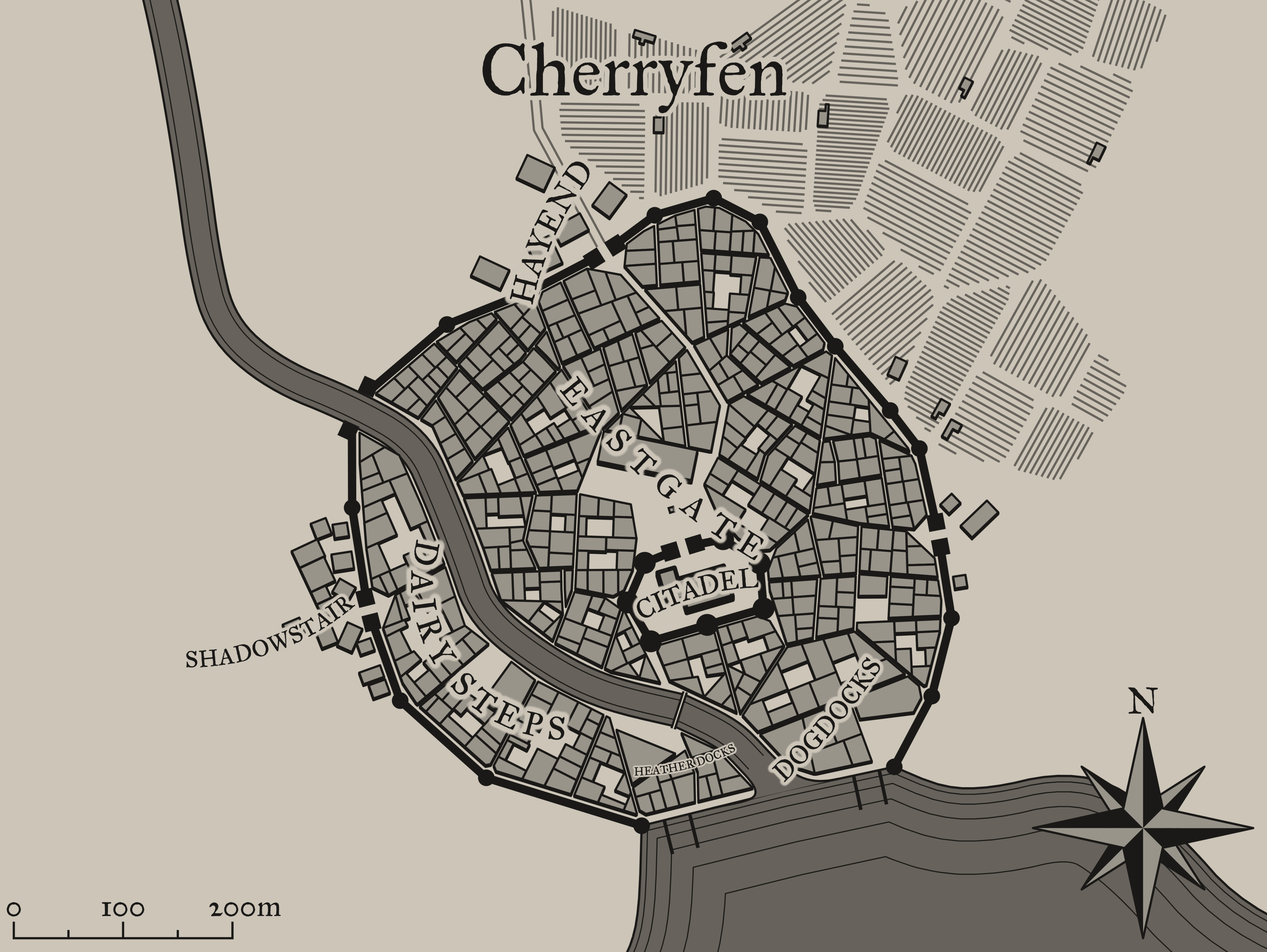 A generated map of Cherryfen