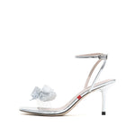Load image into Gallery viewer, CRYSTAL BOW CROSS STRAP HEEL SANDALS
