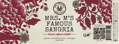 Mrs. M's Famous Sangria Recipe Guide - Booze Infuser Bottle - Mercantile, Cohasset, Massachusetts
