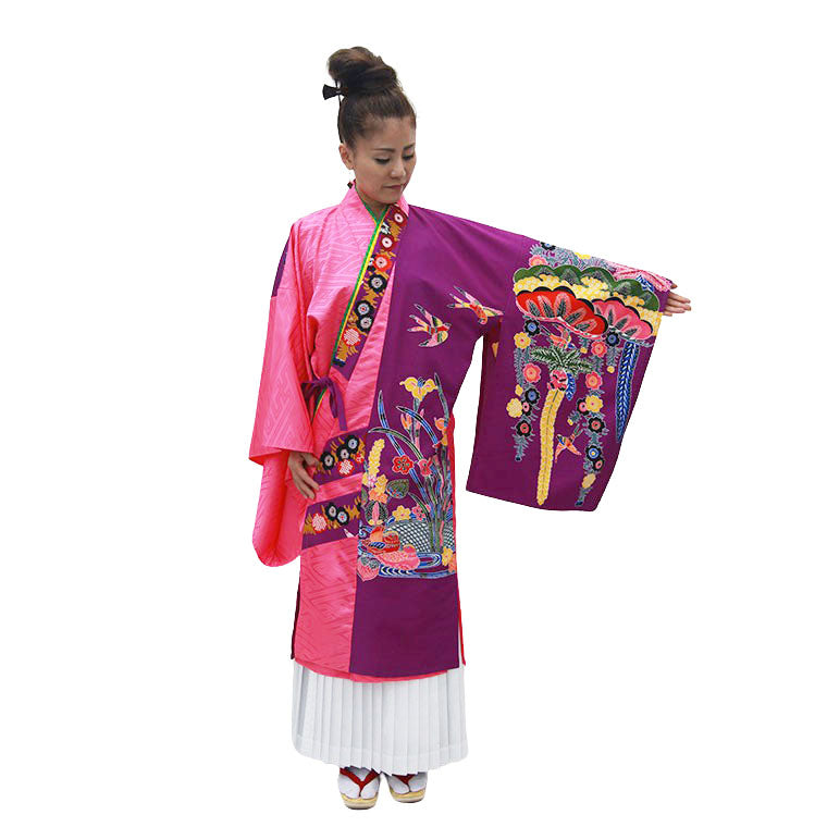 琉球着物 紅型 打掛 琉球舞踊 沖縄民謡 舞台衣装 着物 結婚衣装 花鳥