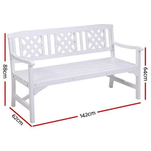 Load image into Gallery viewer, Gardeon Wooden Garden Bench 3 Seat Patio Furniture Timber Outdoor Lounge Chair White
