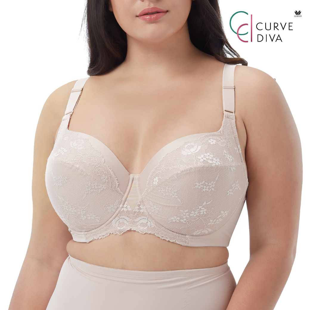 Wacoal Curve Diva Big bra for plus size girls, Model WXQ102, Beige