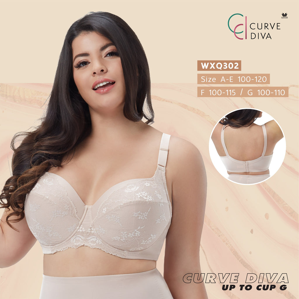Wacoal Curve Diva Big bra for plus size girls, Model WXQ302, Beige (BE –  Thai Wacoal Public Company Limited