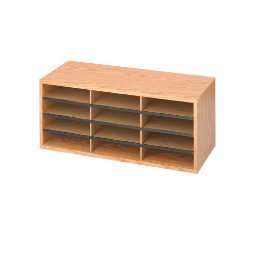 Wood Adjustable Literature Organizer, 24 Compartment