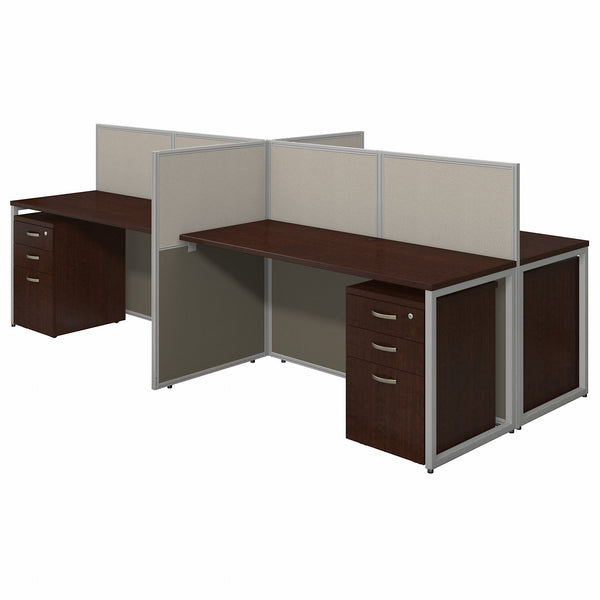 Bush Business Furniture Easy Office White 2 Person L Shaped Cubicle Desk  with Drawers and 45H Panels