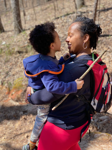 Black female hiker and son looking cute af