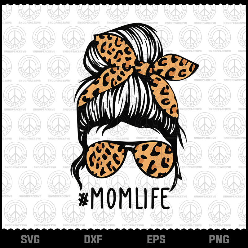Mom Life Svg, Leopard Print , Messy Bun Svg, Leopard Mom, Messy Bun Mo ...