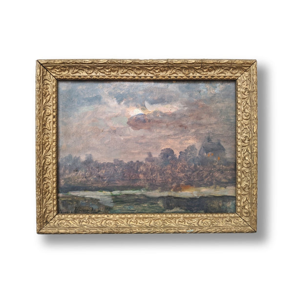 antique french landscape oil painting impressionist