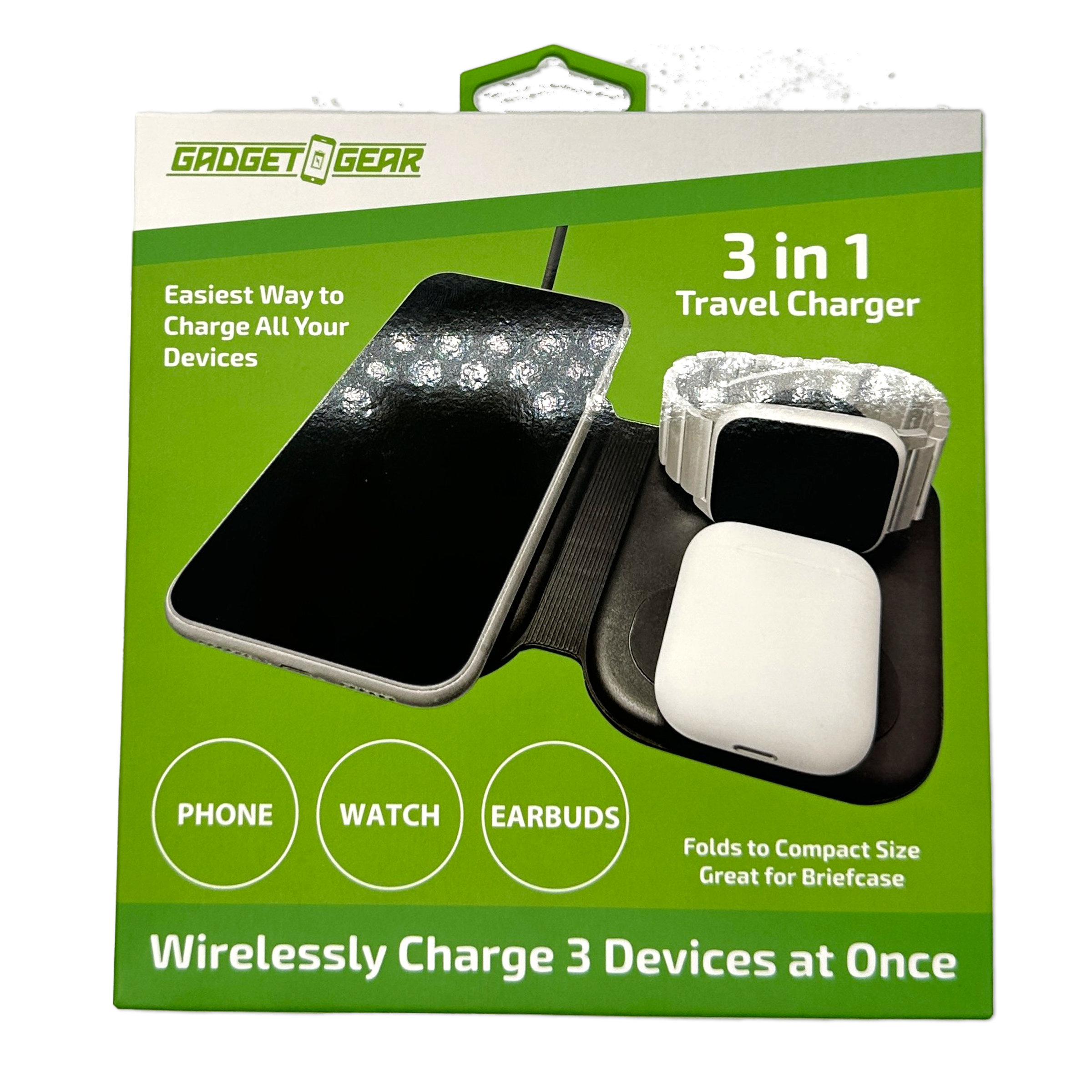 ITEM NUMBER 023754 3-IN-1 WIRELESS TRAVEL CHARGER 4 PIECES PER DISPLAY |  NOVELTY INC WHOLESALE