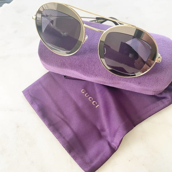 gucci 47mm cutout double frame round sunglasses