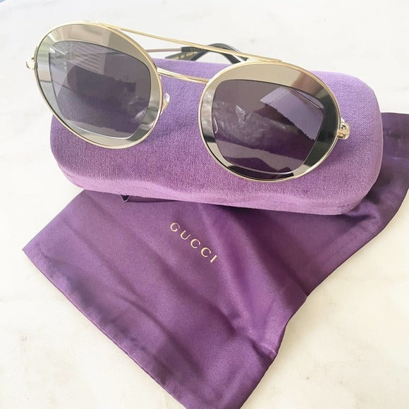 47mm cutout double frame round sunglasses gucci