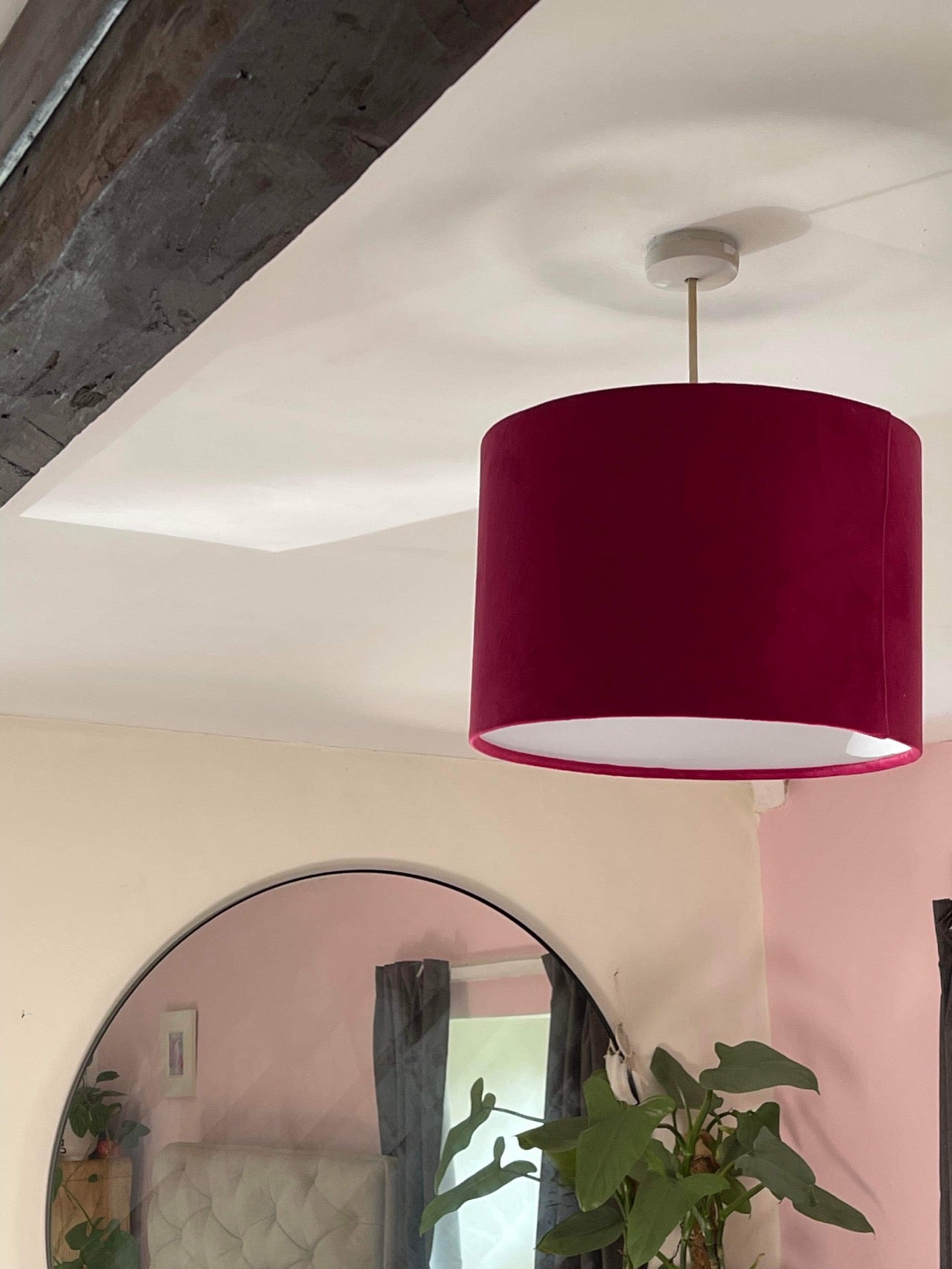 pink velvet lampshade