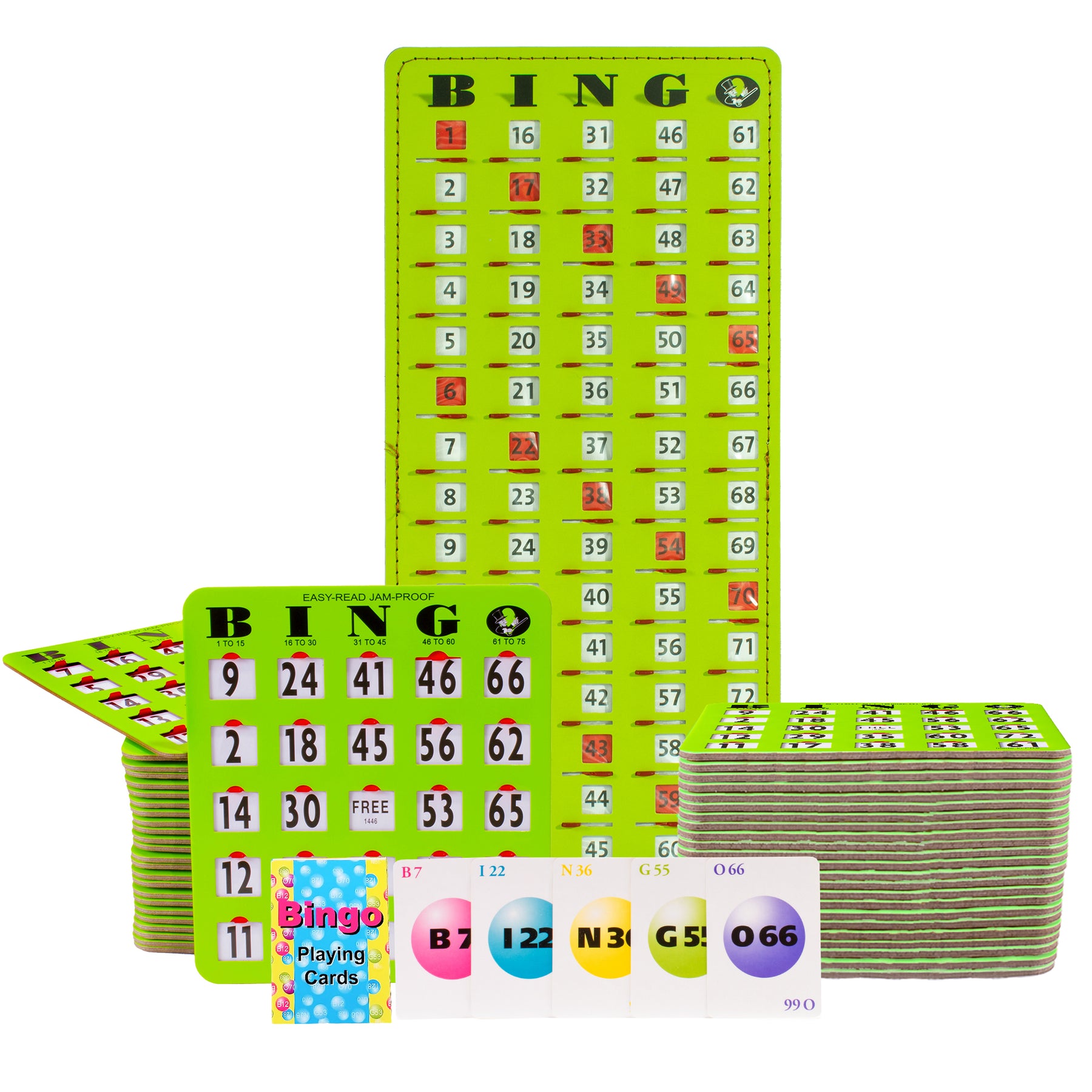 Complete Bingo Game W 50 Easy Read Jam Proof Shutter Cards Mr Chips Store 