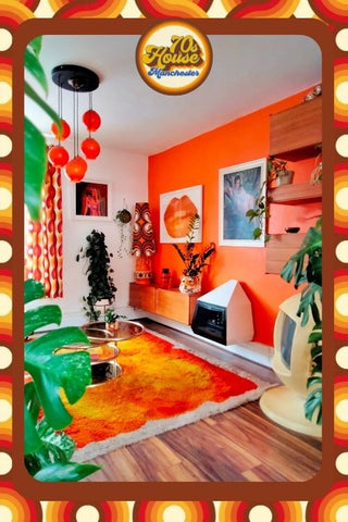 70s House Manchester 70s Vintage retro style location home for filming, TV, Photography, orange, retro wallpaper, hippie, spaceage, bohemian 