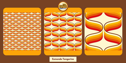 70s house manchester estelle bilson Esmonde  tangerine vinyl sticky back plastic brown orange  supergraphic 70s circles wallpaper 