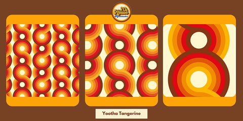 Yootha tangerine vinyl sticky back plastic orange brown supergraphic 70s circles wallpaper 